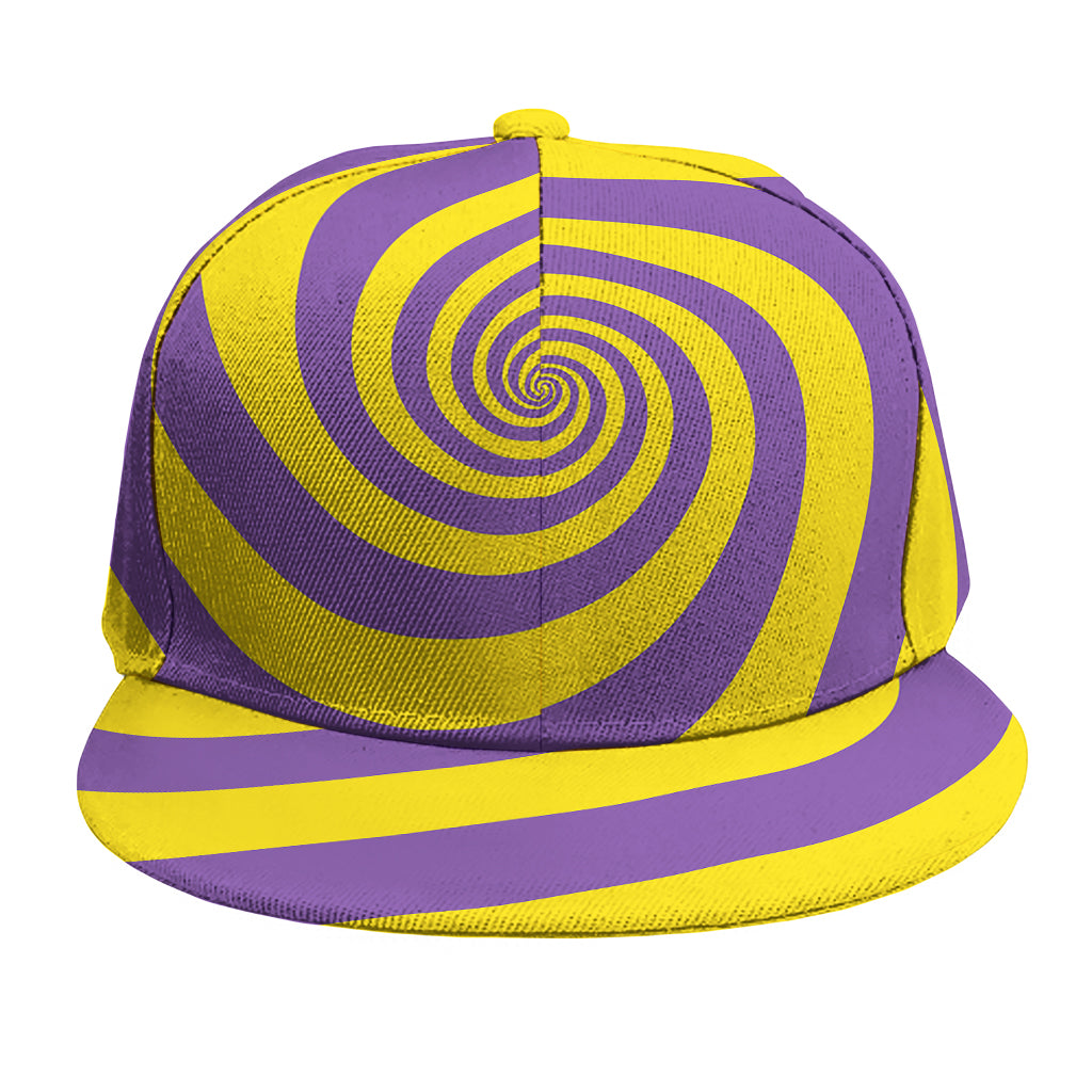 Purple And Yellow Spiral Illusion Print Snapback Cap
