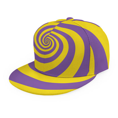Purple And Yellow Spiral Illusion Print Snapback Cap