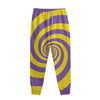 Purple And Yellow Spiral Illusion Print Sweatpants