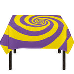 Purple And Yellow Spiral Illusion Print Tablecloth