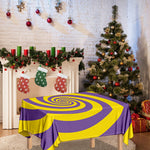 Purple And Yellow Spiral Illusion Print Tablecloth