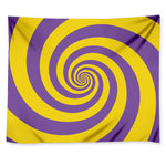 Purple And Yellow Spiral Illusion Print Tapestry