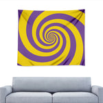 Purple And Yellow Spiral Illusion Print Tapestry