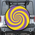 Purple And Yellow Spiral Illusion Print Tire Cover