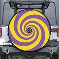 Purple And Yellow Spiral Illusion Print Tire Cover With Camera Hole
