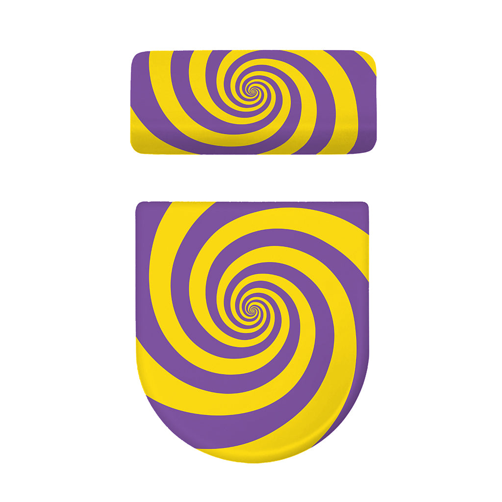 Purple And Yellow Spiral Illusion Print Toilet Lid And Tank Cover Set