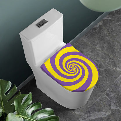 Purple And Yellow Spiral Illusion Print Toilet Lid Cover