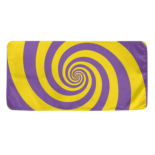 Purple And Yellow Spiral Illusion Print Towel