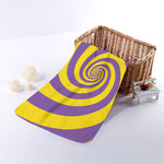 Purple And Yellow Spiral Illusion Print Towel