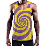 Purple And Yellow Spiral Illusion Print Training Tank Top