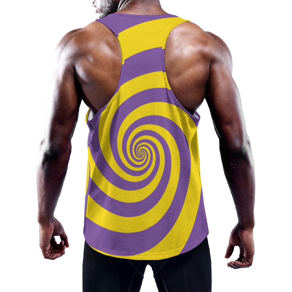 Purple And Yellow Spiral Illusion Print Training Tank Top