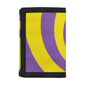 Purple And Yellow Spiral Illusion Print Trifold Wallet