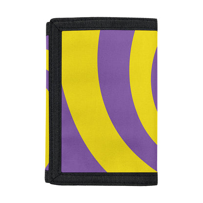 Purple And Yellow Spiral Illusion Print Trifold Wallet