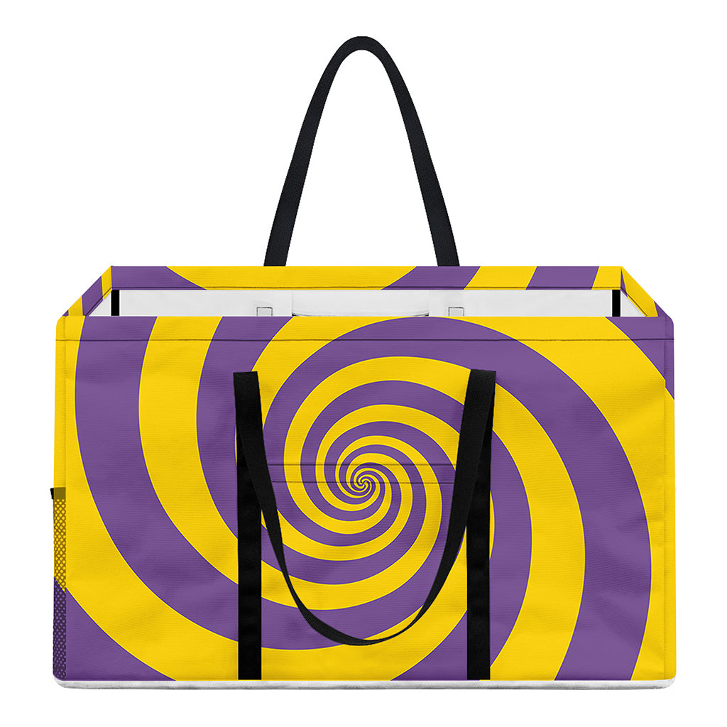 Purple And Yellow Spiral Illusion Print Utility Tote Bag