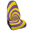 Purple And Yellow Spiral Illusion Print Waterproof Car Seat Cover