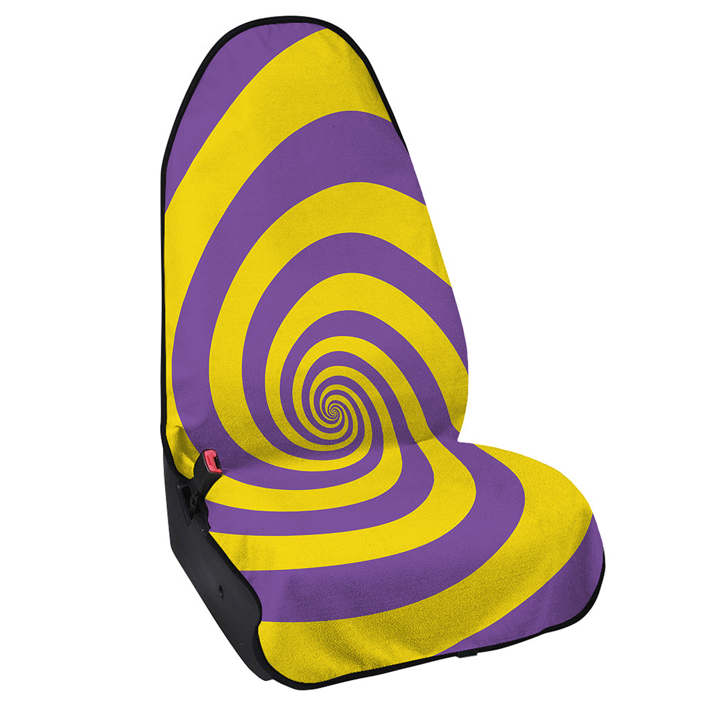 Purple And Yellow Spiral Illusion Print Waterproof Car Seat Cover