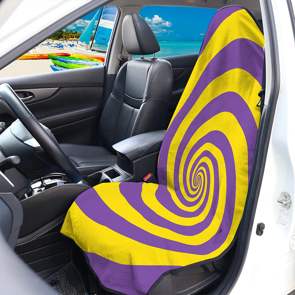 Purple And Yellow Spiral Illusion Print Waterproof Car Seat Cover