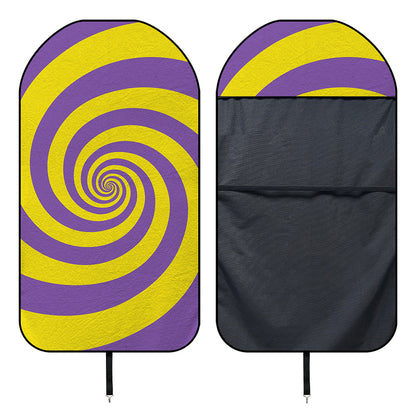 Purple And Yellow Spiral Illusion Print Waterproof Car Seat Cover