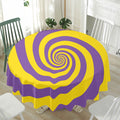 Purple And Yellow Spiral Illusion Print Waterproof Round Tablecloth