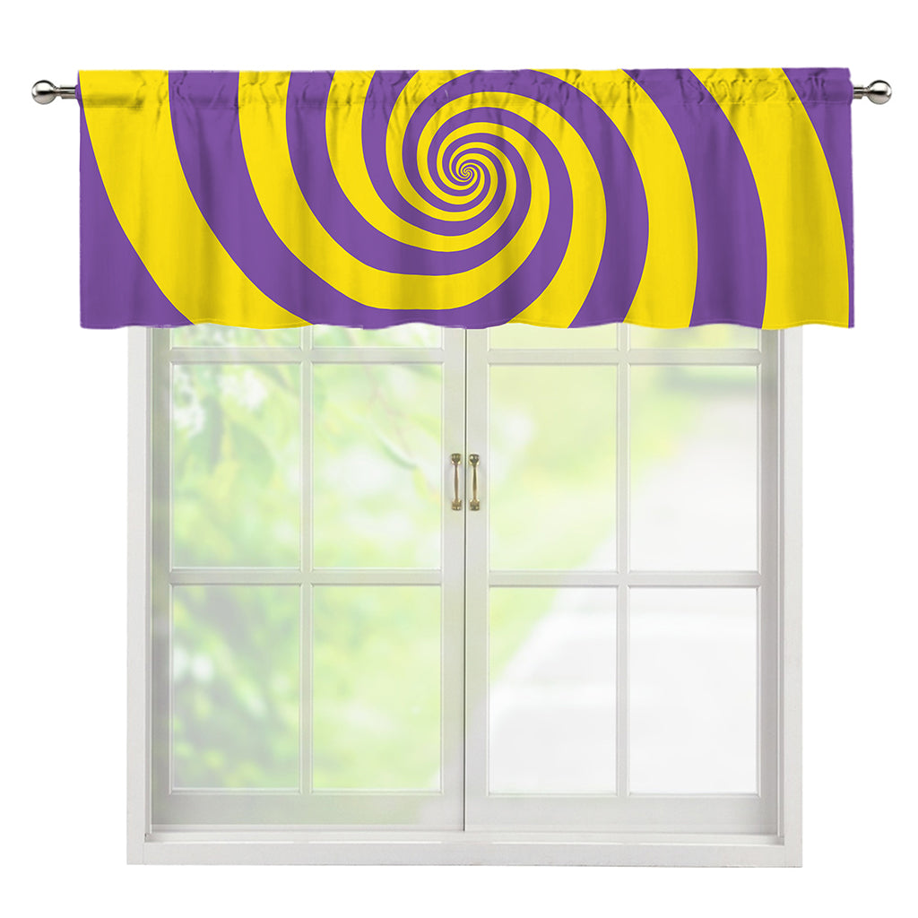 Purple And Yellow Spiral Illusion Print Window Valance