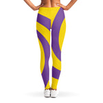Purple And Yellow Spiral Illusion Print Women's Leggings