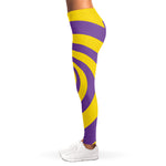 Purple And Yellow Spiral Illusion Print Women's Leggings