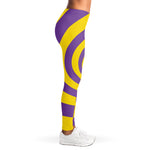 Purple And Yellow Spiral Illusion Print Women's Leggings