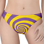 Purple And Yellow Spiral Illusion Print Women's Thong