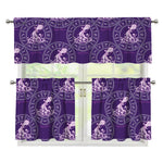 Purple Aquarius Zodiac Pattern Print 3 Piece Kitchen Curtains