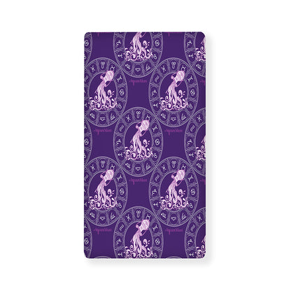 Purple Aquarius Zodiac Pattern Print Baby Crib Sheet