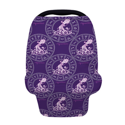 Purple Aquarius Zodiac Pattern Print Baby Seat Cover