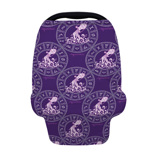 Purple Aquarius Zodiac Pattern Print Baby Seat Cover