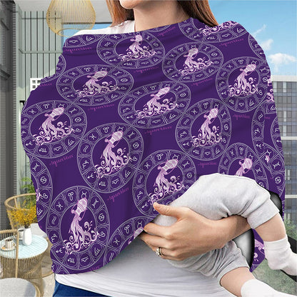 Purple Aquarius Zodiac Pattern Print Baby Seat Cover