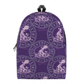 Purple Aquarius Zodiac Pattern Print School Backpack