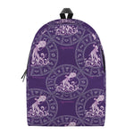 Purple Aquarius Zodiac Pattern Print Backpack
