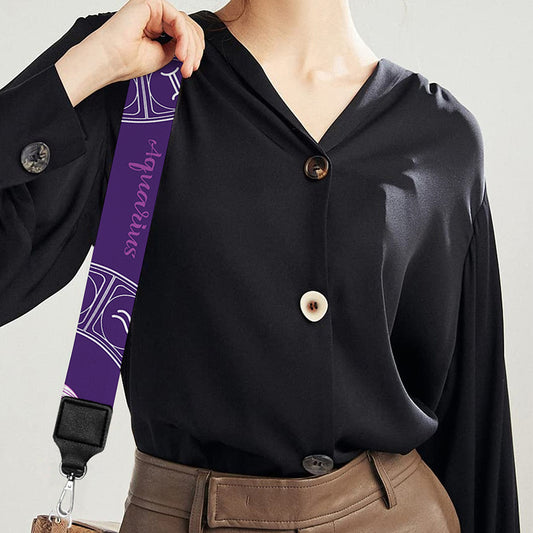 Purple Aquarius Zodiac Pattern Print Bag Strap