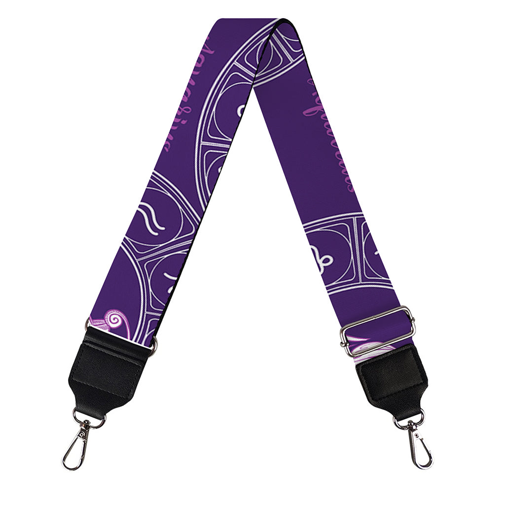 Purple Aquarius Zodiac Pattern Print Bag Strap