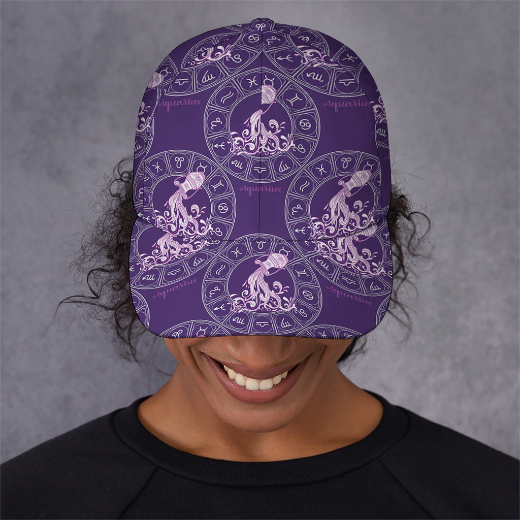 Purple Aquarius Zodiac Pattern Print Baseball Cap