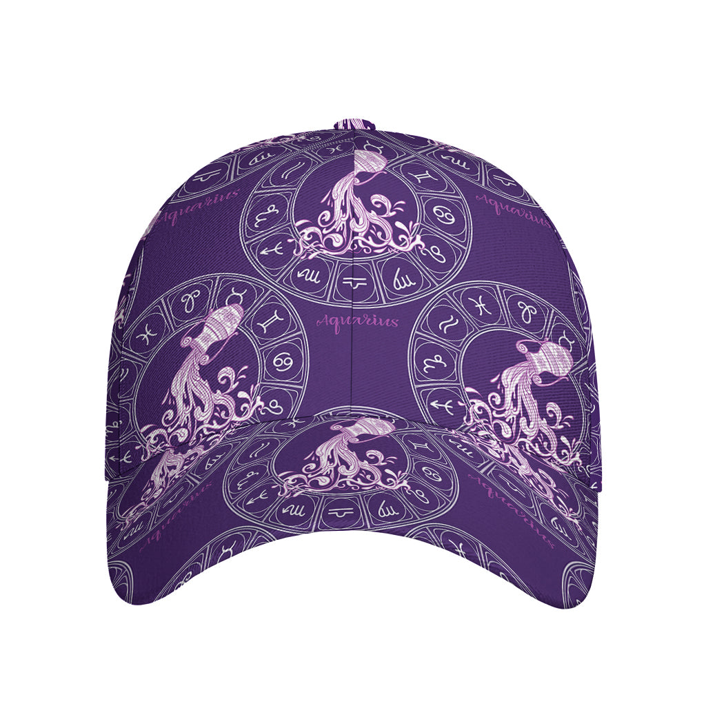 Purple Aquarius Zodiac Pattern Print Baseball Cap