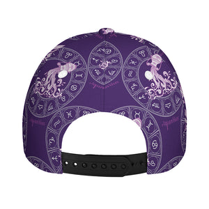 Purple Aquarius Zodiac Pattern Print Baseball Cap