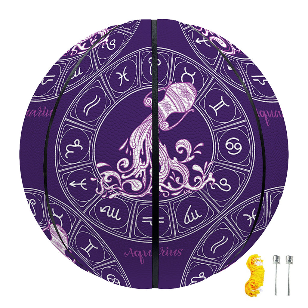 Purple Aquarius Zodiac Pattern Print Basketball