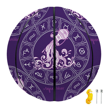 Purple Aquarius Zodiac Pattern Print Basketball