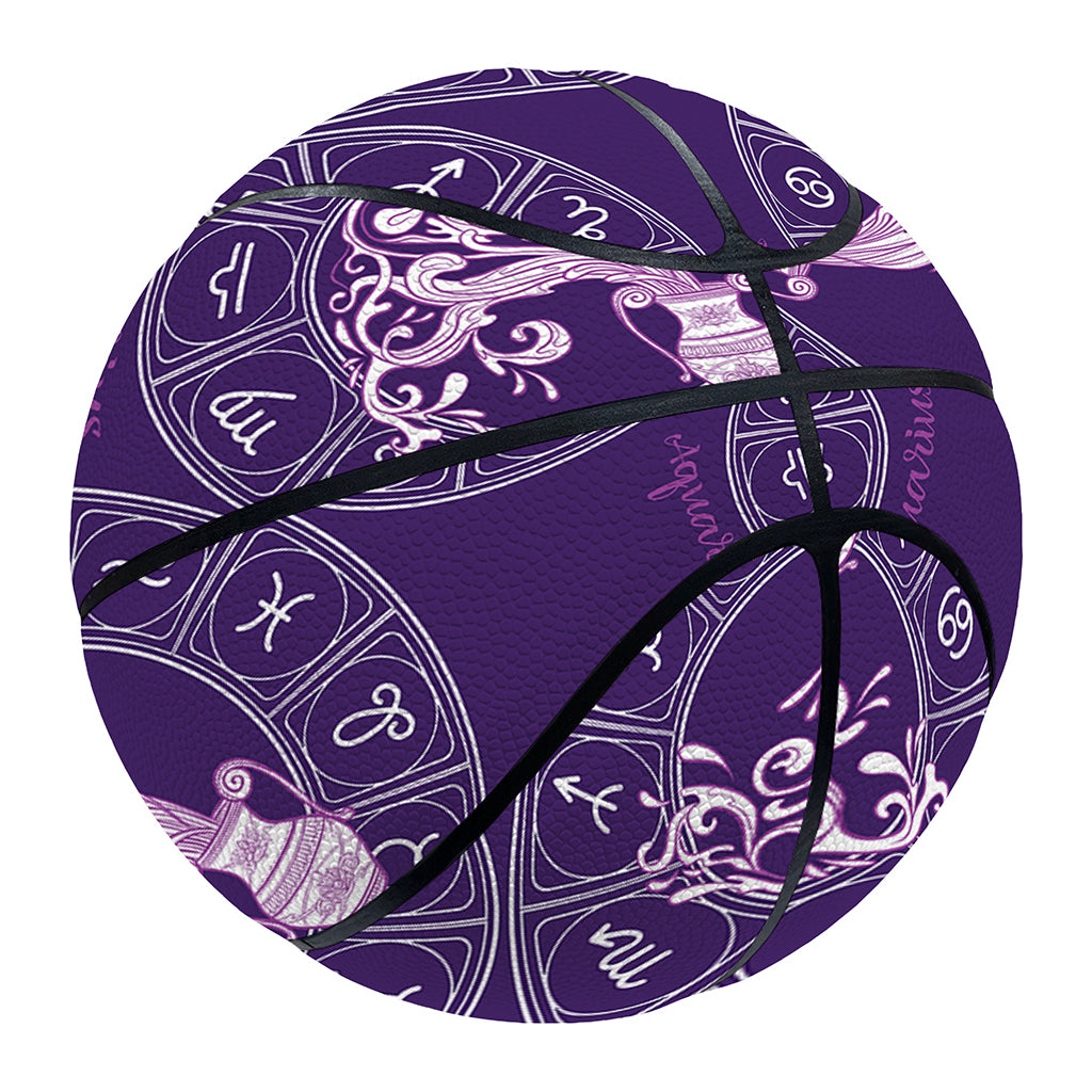 Purple Aquarius Zodiac Pattern Print Basketball