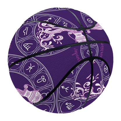 Purple Aquarius Zodiac Pattern Print Basketball