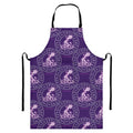 Purple Aquarius Zodiac Pattern Print Bib Apron With Pocket