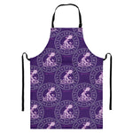 Purple Aquarius Zodiac Pattern Print Bib Apron With Pocket