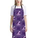 Purple Aquarius Zodiac Pattern Print Bib Apron With Pocket