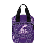 Purple Aquarius Zodiac Pattern Print Bible Tote Bag