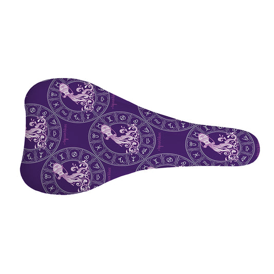 Purple Aquarius Zodiac Pattern Print Bicycle Seat Cover