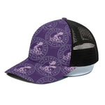 Purple Aquarius Zodiac Pattern Print Black Mesh Trucker Cap